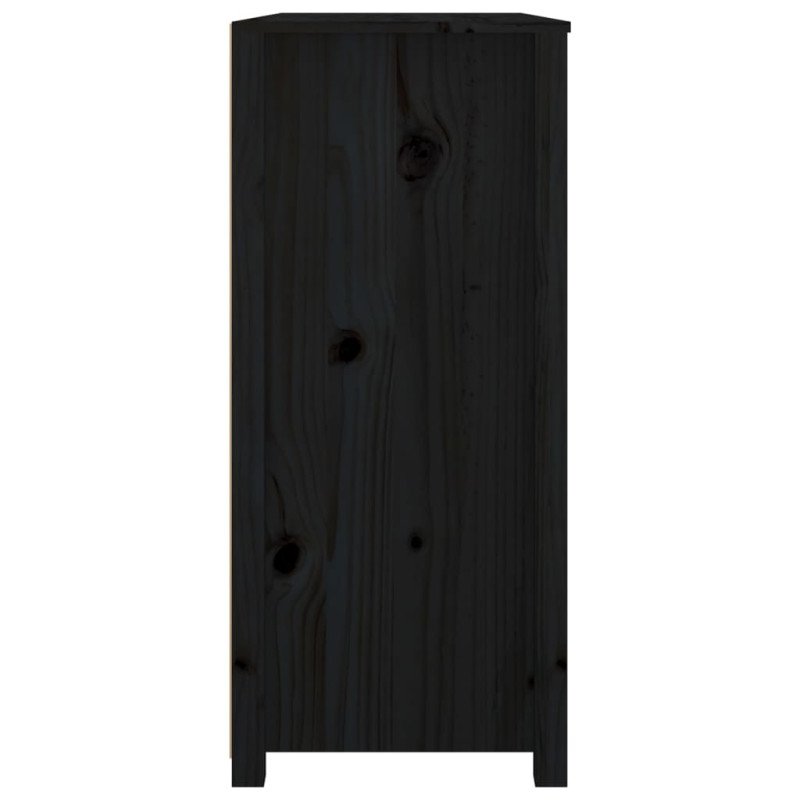 VidaXL Bočná skrinka čierna 100x40x90 cm masívna borovica