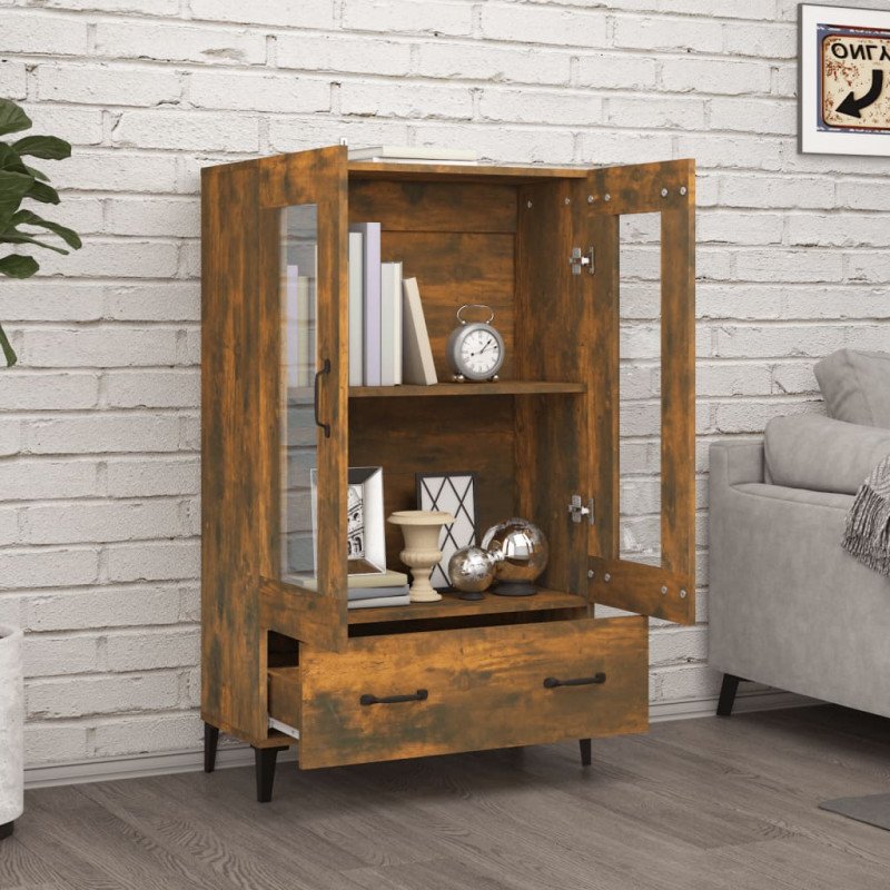 vidaXL Kredenc dymový dub 70x31x115 cm spracované drevo