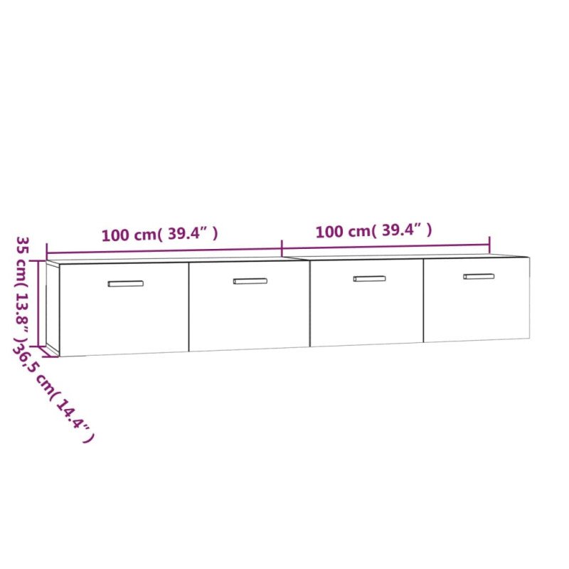 vidaXL Nástenné skrinky 2 ks sivé sonoma 100x36,5x35cm sprac. drevo