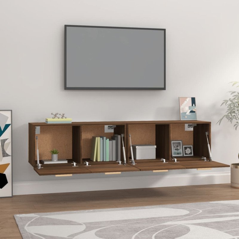 vidaXL Nástenné skrinky 2 ks hnedý dub 80x35x36,5 cm spracované drevo