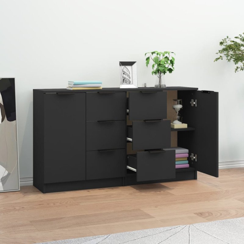 vidaXL Komody 2 ks čierna 60x30x70 cm spracované drevo