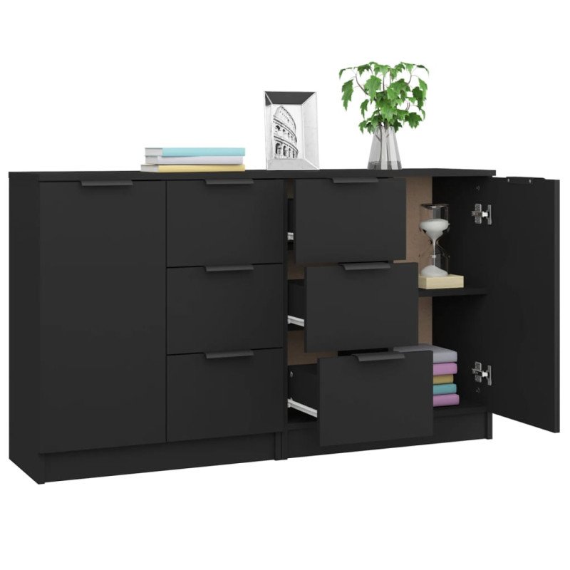 vidaXL Komody 2 ks čierna 60x30x70 cm spracované drevo