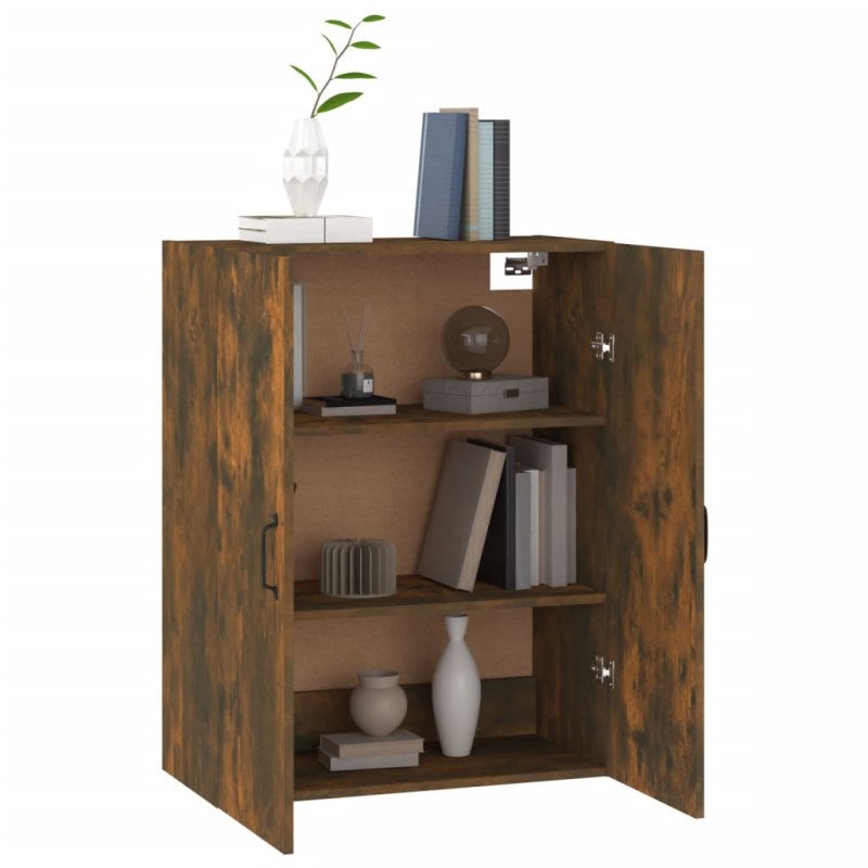 vidaXL Závesná skrinka dymový dub 69,5x34x90 cm spracované drevo