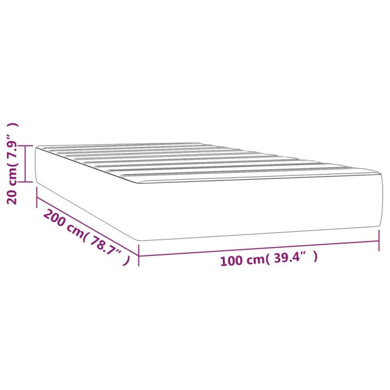 vidaXL Matrac s taštičkovými pružinami biely 100x200x20 cm umelá koža