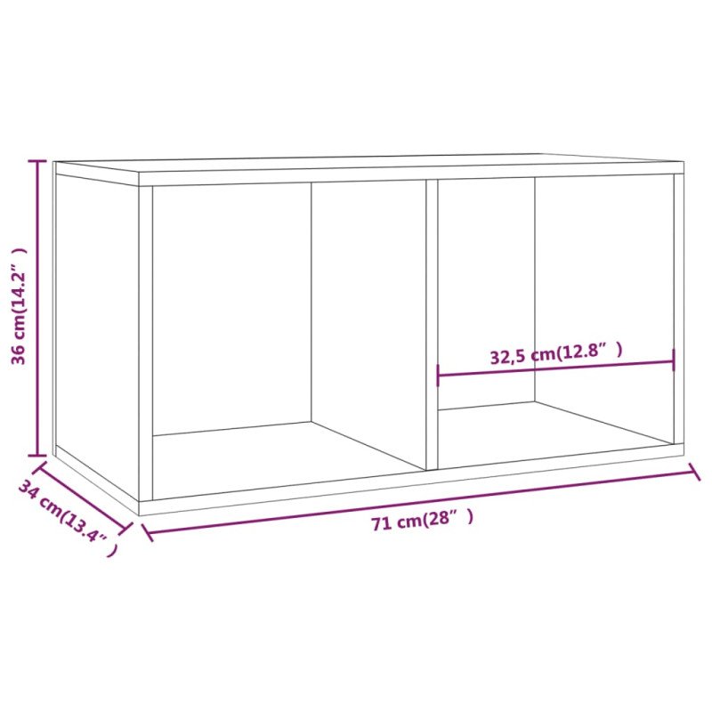 vidaXL Úložný box na vinyly, tmavý dub 71x34x36 cm, kompozitné drevo