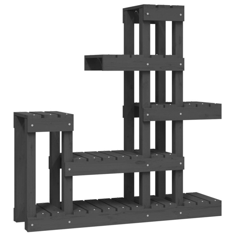 vidaXL Stojan na rastliny sivý 92x25x97 cm masívna borovica