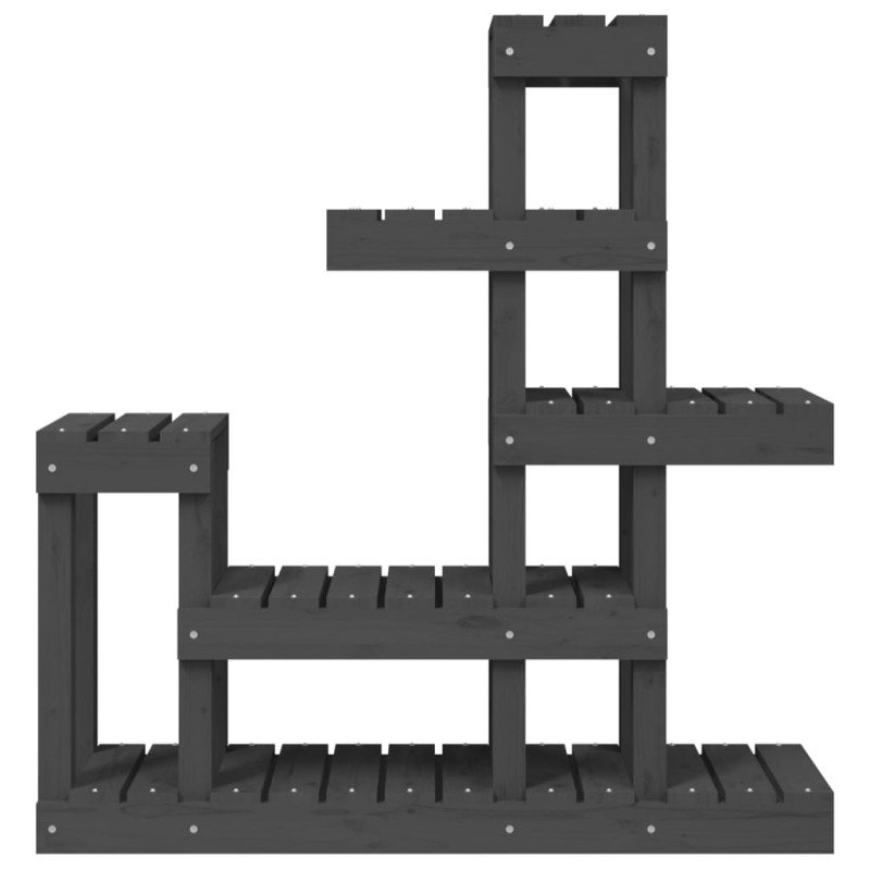 vidaXL Stojan na rastliny sivý 92x25x97 cm masívna borovica