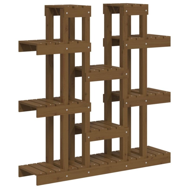vidaXL Stojan na rastliny medový 104,5x25x109,5 cm masívna borovica