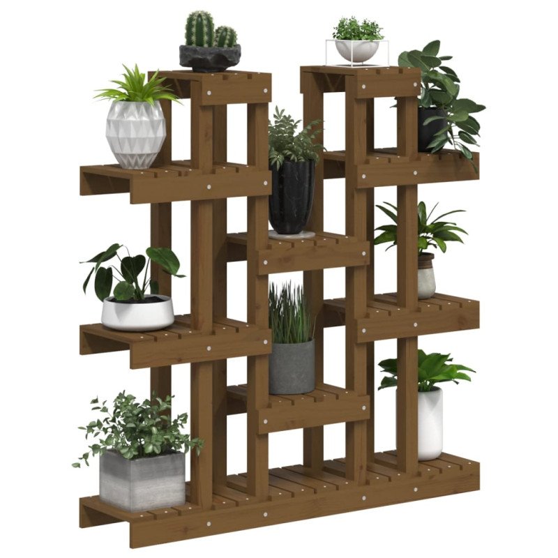 vidaXL Stojan na rastliny medový 104,5x25x109,5 cm masívna borovica