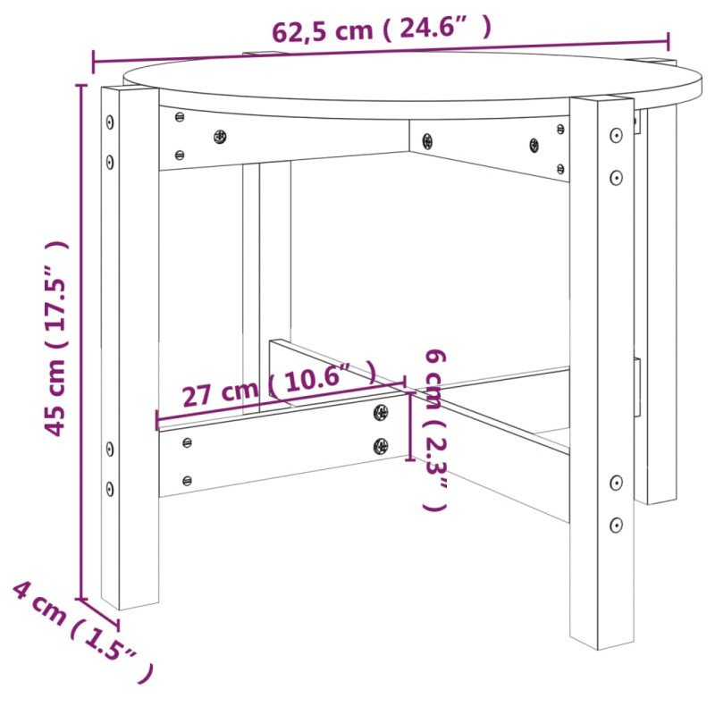 vidaXL Konferenčný stolík medovo-hnedý Ø 62,5x45 cm borovicový masív