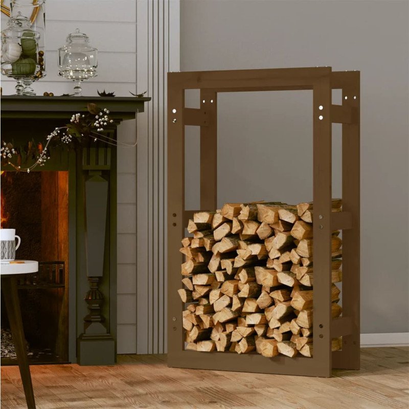 vidaXL Stojan na palivové drevo medový 60x25x100 cm masívna borovica