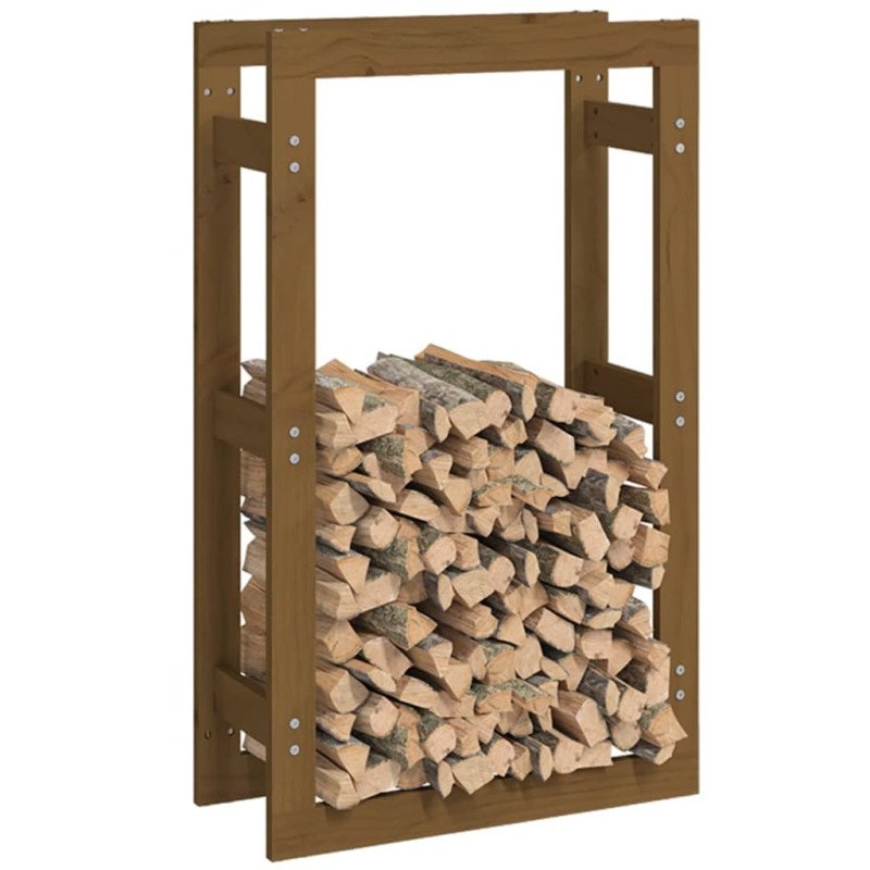 vidaXL Stojan na palivové drevo medový 60x25x100 cm masívna borovica