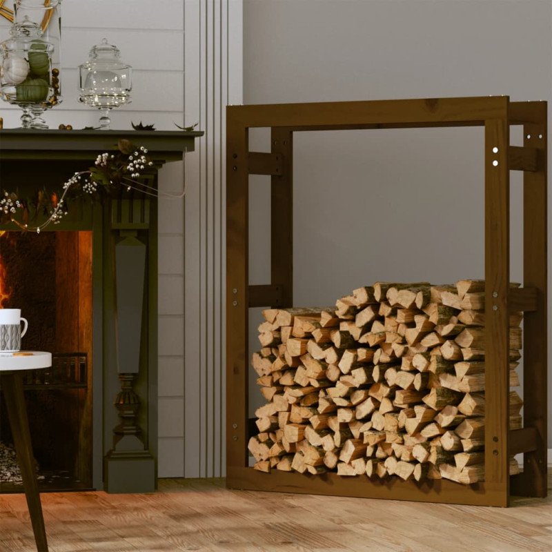 vidaXL Stojan na palivové drevo medový 80x25x100 cm masívna borovica