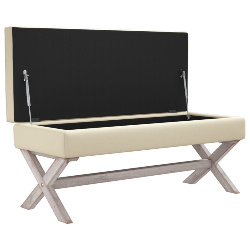 vidaXL Úložná taburetka, béžová 110x45x49 cm, ľan