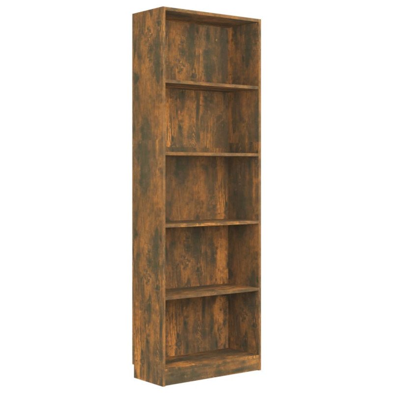 vidaXL 5-poschodová knižnica dymový dub 60x24x175 cm spracované drevo