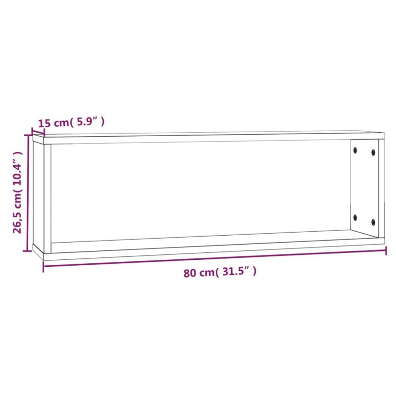 vidaXL Kockové police 2 ks hnedý dub 80x15x26,5 cm spracované drevo