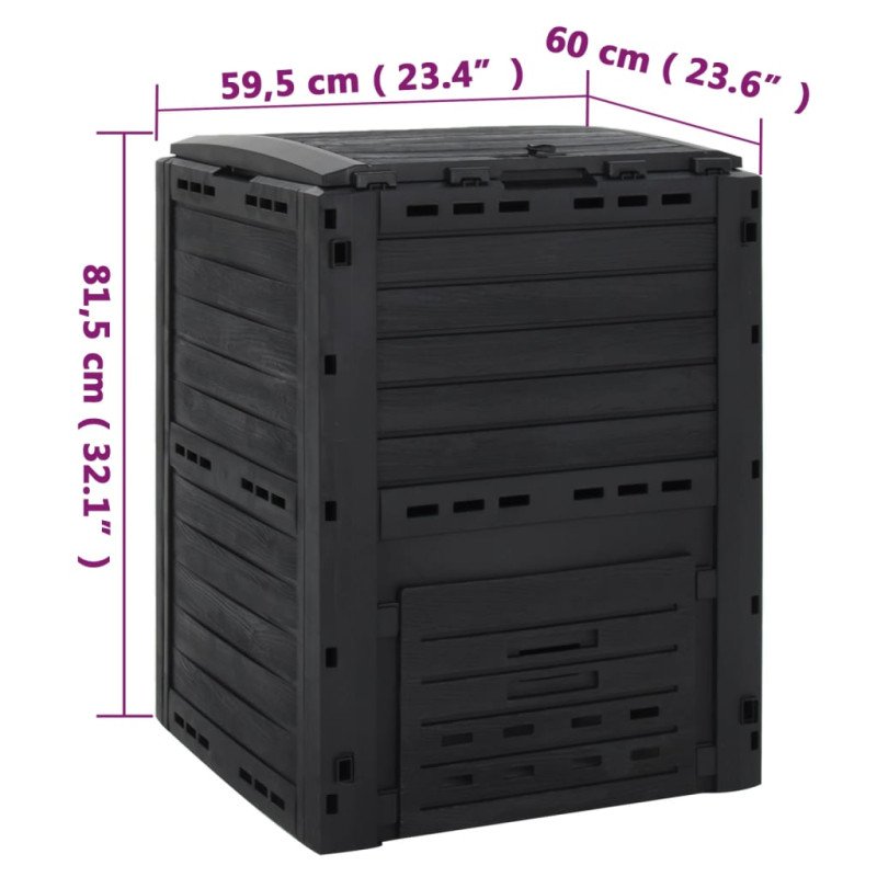 vidaXL Záhradný kompostér čierny 280 l polypropylén