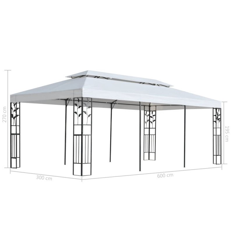 vidaXL Altánok 3x6 m, biely