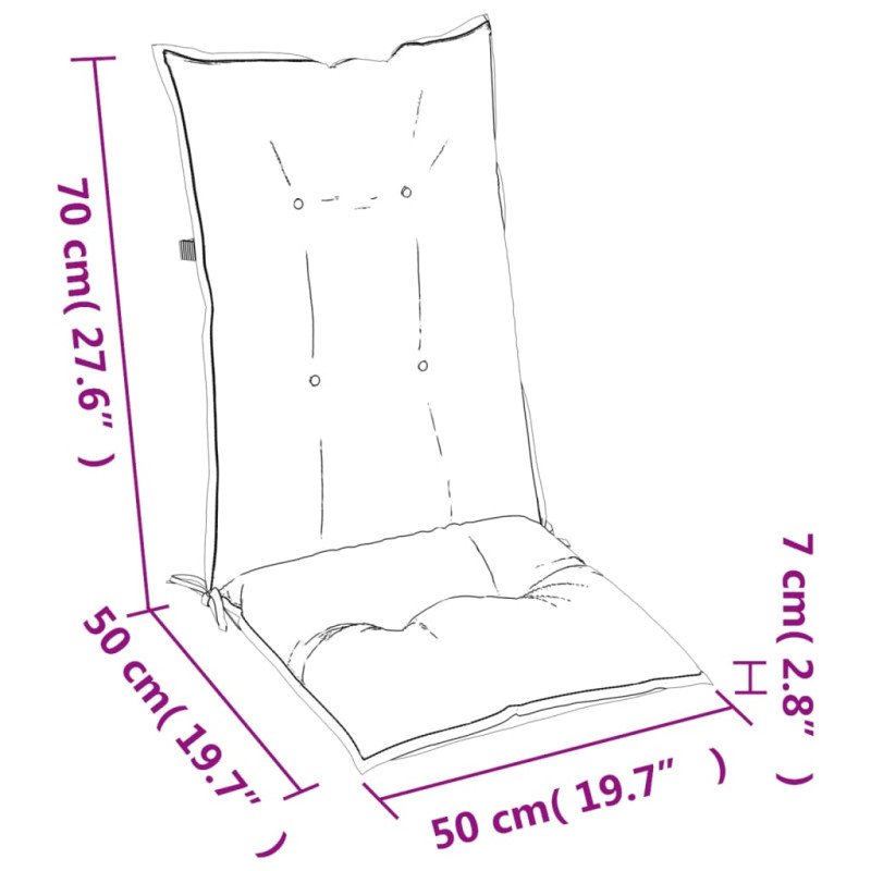 vidaXL Podložky na záhradné stoličky, vysoké operadlo 2 ks 120x50x7 cm