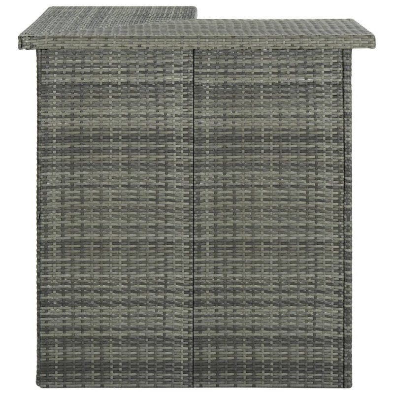 vidaXL Rohový barový stolík sivý 100x50x105 cm polyratanový