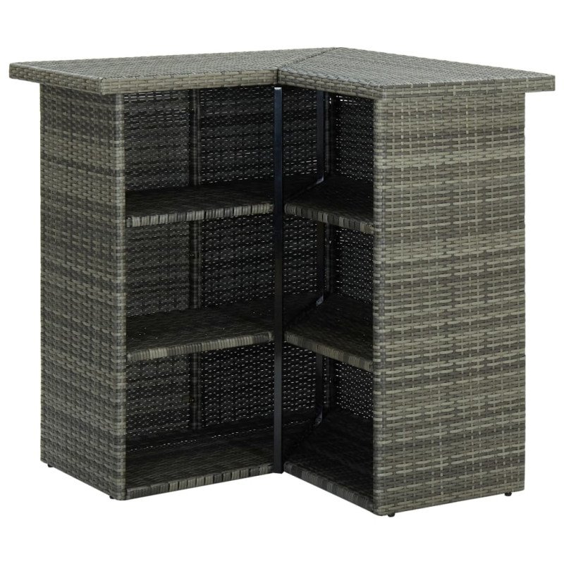 vidaXL Rohový barový stolík sivý 100x50x105 cm polyratanový