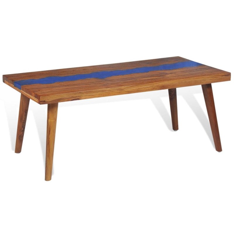 vidaXL Konferenčný stolík z teakového dreva a živice, 100x50x40 cm