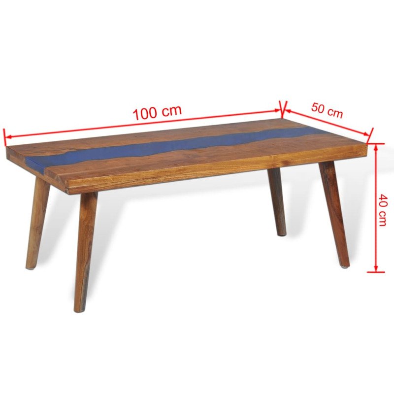 vidaXL Konferenčný stolík z teakového dreva a živice, 100x50x40 cm