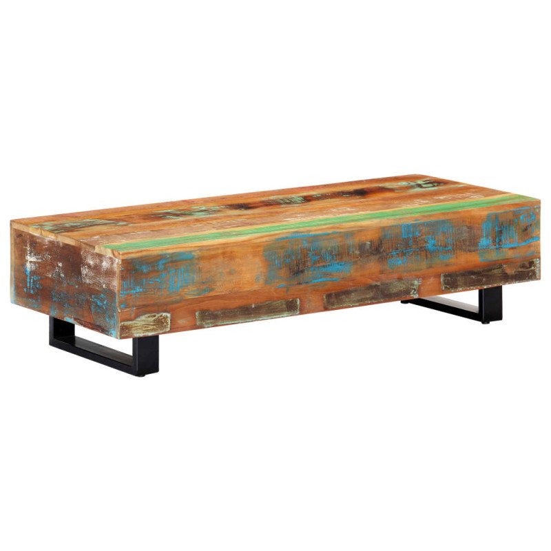 vidaXL Konferenčný stolík 120x50x30 cm, recyklovaný masív a oceľ