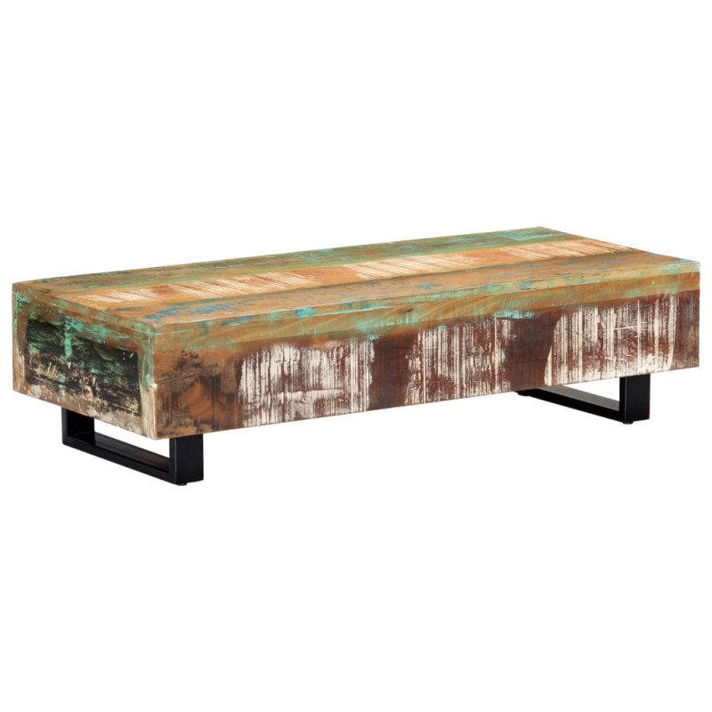 vidaXL Konferenčný stolík 120x50x30 cm, recyklovaný masív a oceľ