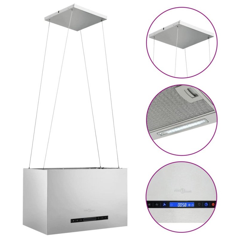 vidaXL Závesný ostrovný digestor s dotykovým senzorom LCD 55 cm nehrdzavejúca oceľ 