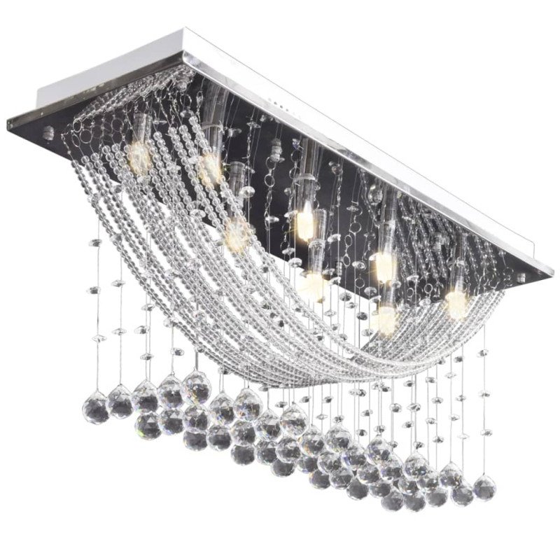 Biela stropná lampa s krištálikmi 8 x G9 29 cm
