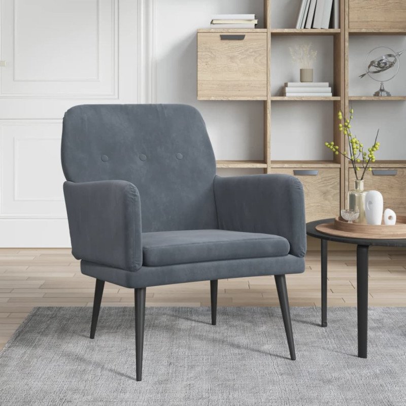 vidaXL Kreslo tmavosivé 62x79x79 cm zamat