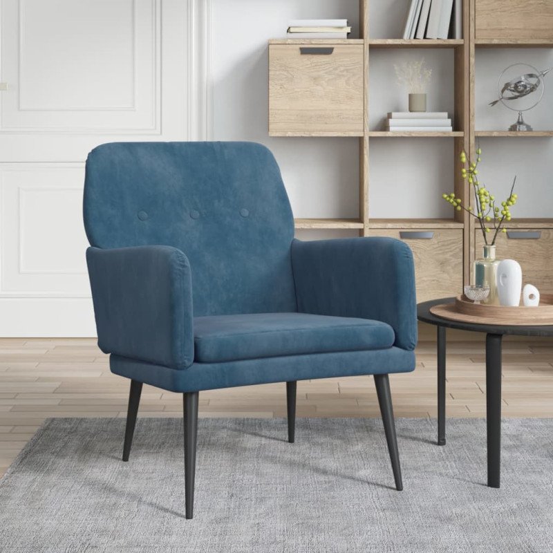 VidaXL Kreslo modré 62x79x79 cm zamat