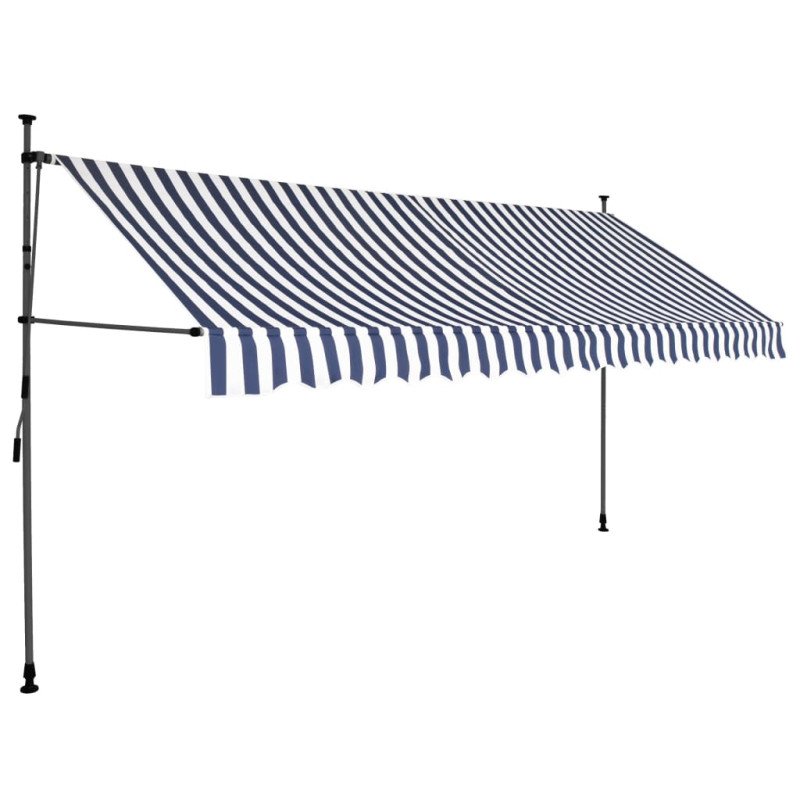 vidaXL Ručne zaťahovacia markíza s LED 400 cm, modro biela