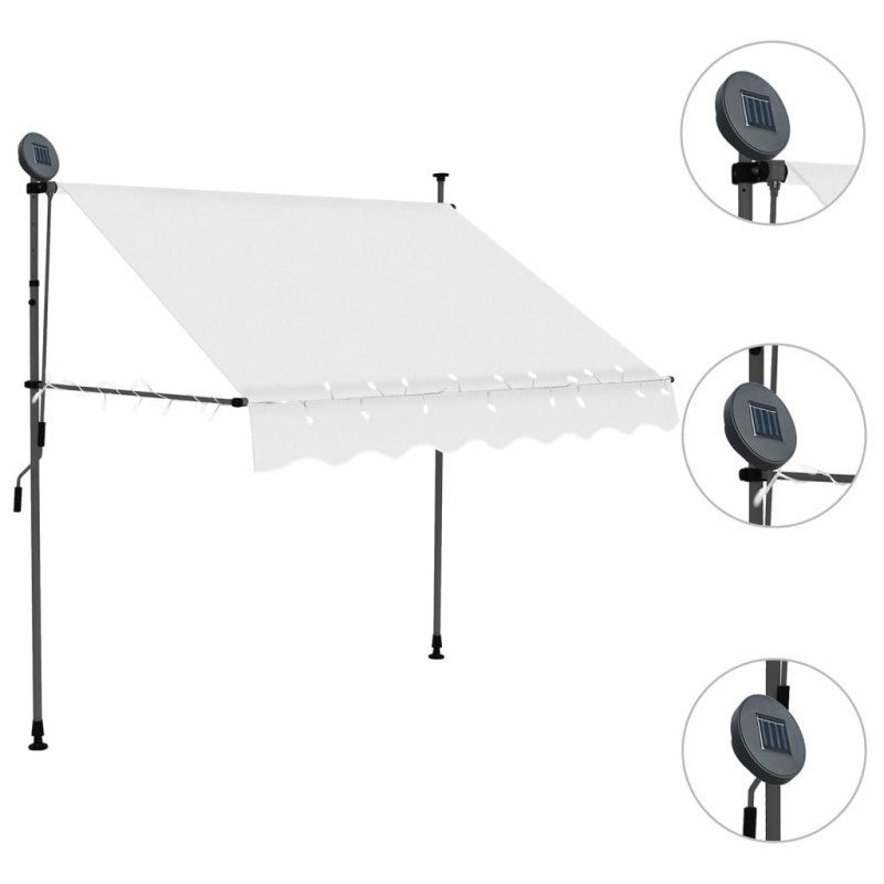vidaXL Ručne zaťahovacia markíza s LED 150 cm, krémová