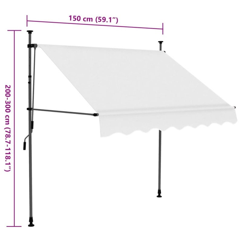 vidaXL Ručne zaťahovacia markíza s LED 150 cm, krémová