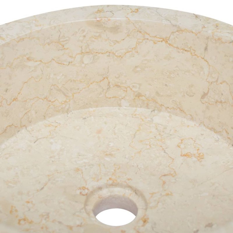 vidaXL Umývadlo krémové Ø40x15 cm mramor