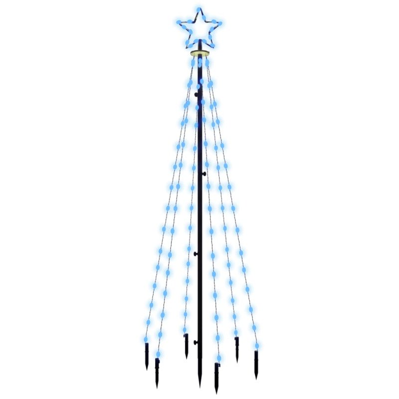 vidaXL Vianočný stromček s hrotom a 108 modrými LED 180 cm