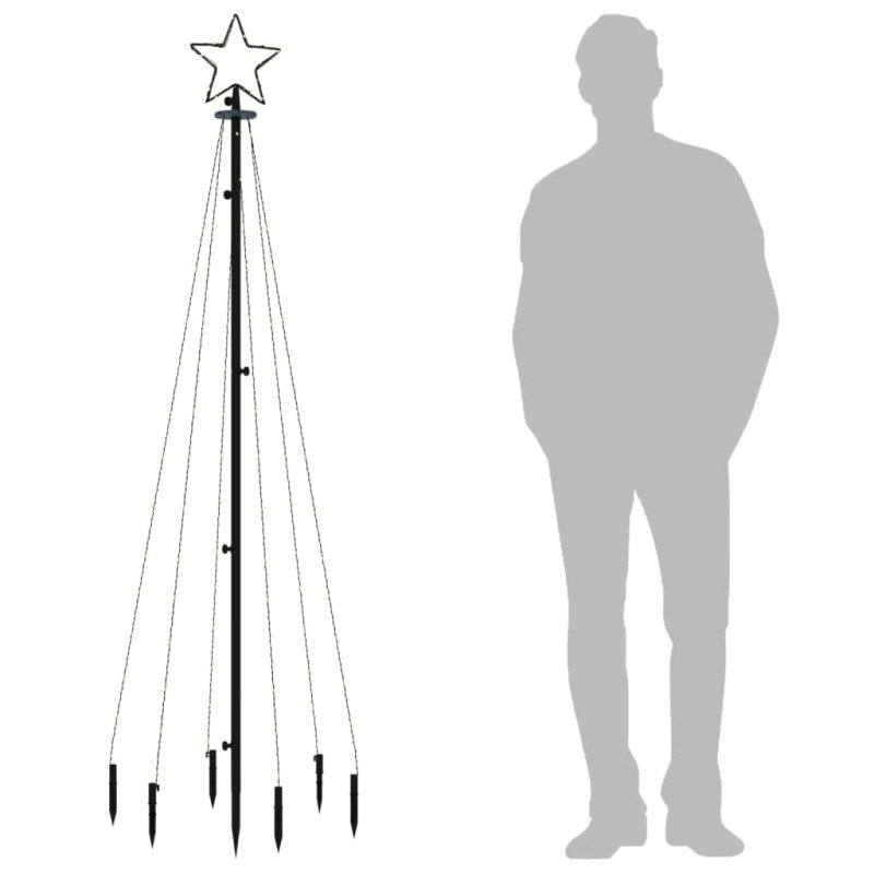 vidaXL Vianočný stromček s hrotom a 108 modrými LED 180 cm