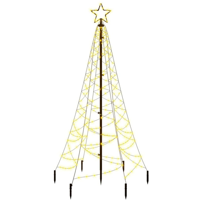 vidaXL Vianočný stromček s hrotom, 200 teplých bielych LED 180 cm