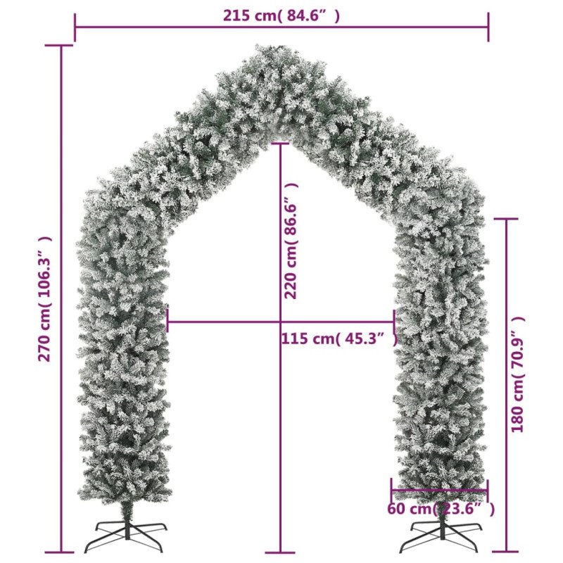 vidaXL Oblúk na vianočný stromček s naviatym snehom 270 cm