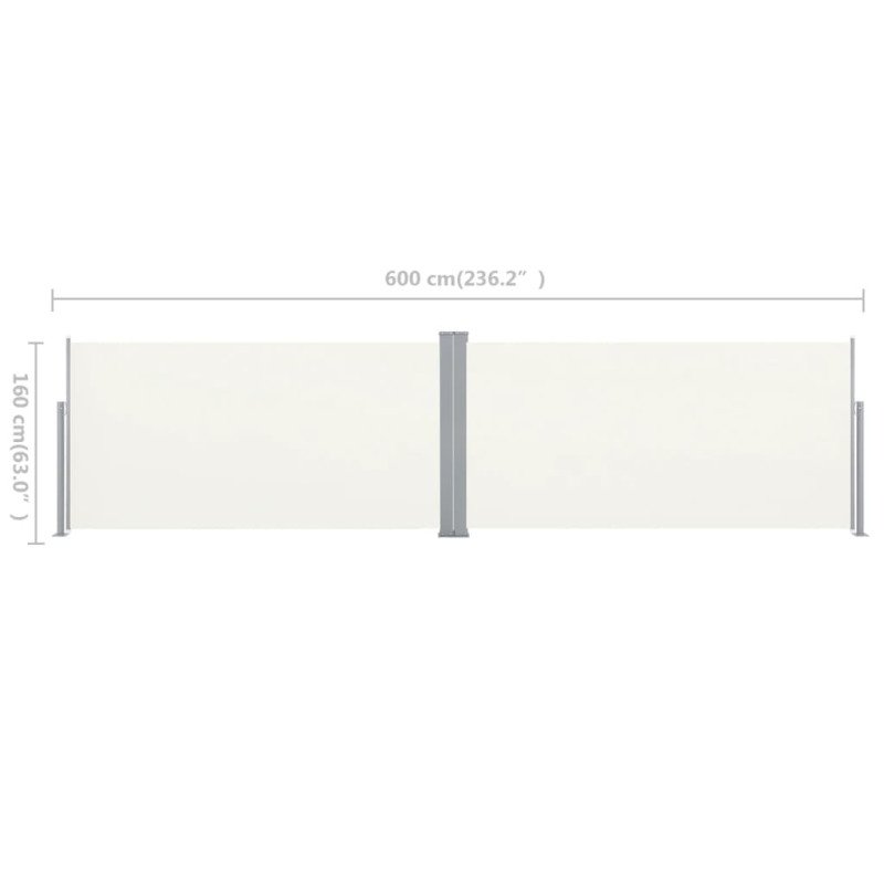vidaXL Zaťahovacia bočná roleta, 160x600 cm, krémová