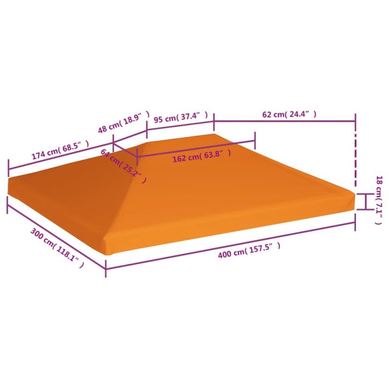 vidaXL Strieška na altánok 310 g/m² 4x3 m oranžová