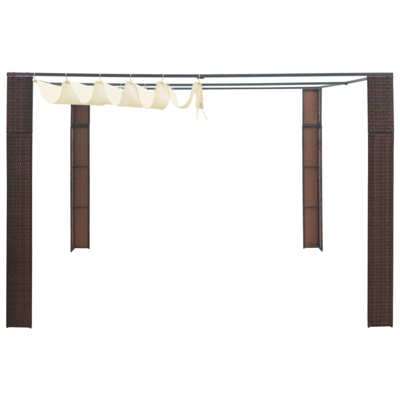 vidaXL Polyratanový altánok so strechou 300x300x200 cm hnedo-krémový