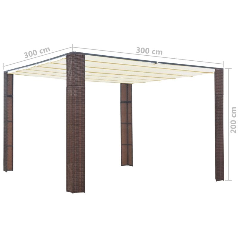vidaXL Polyratanový altánok so strechou 300x300x200 cm hnedo-krémový