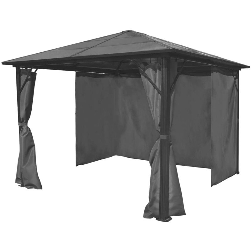 vidaXL Altánok so závesmi, antracitový, hliníkový 300x300 cm