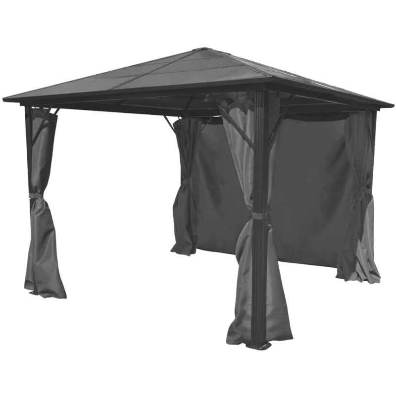 vidaXL Altánok so závesmi, antracitový, hliníkový 300x300 cm