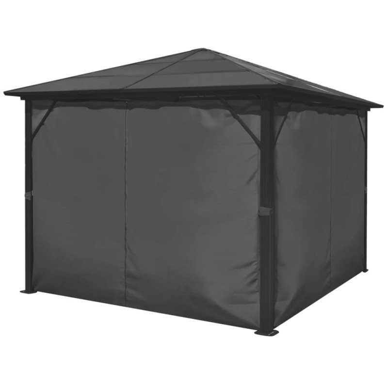 vidaXL Altánok so závesmi, antracitový, hliníkový 300x300 cm