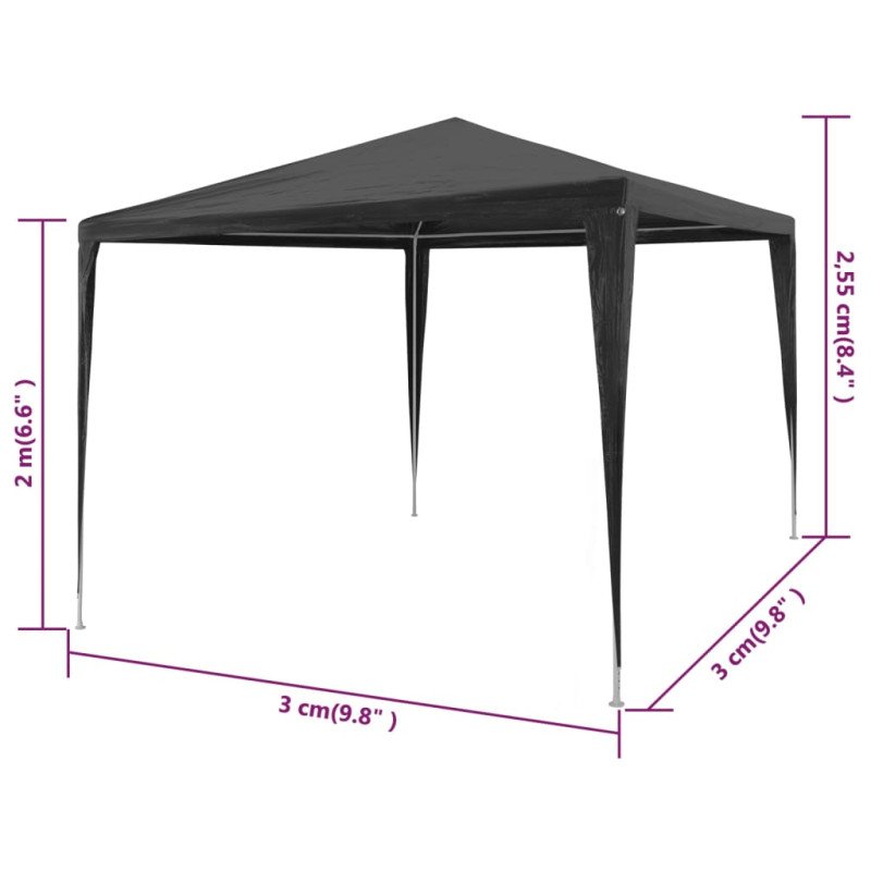 vidaXL Párty stan 3x3 m, PE, antracitový