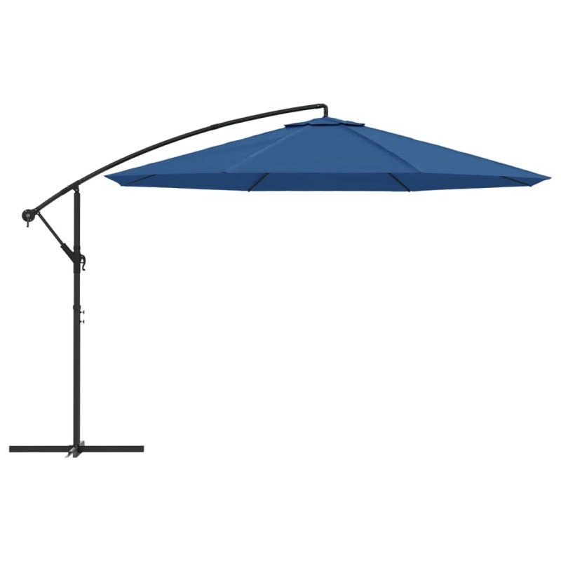 vidaXL Závesný slnečník s hliníkovou tyčou 350 cm, modrý